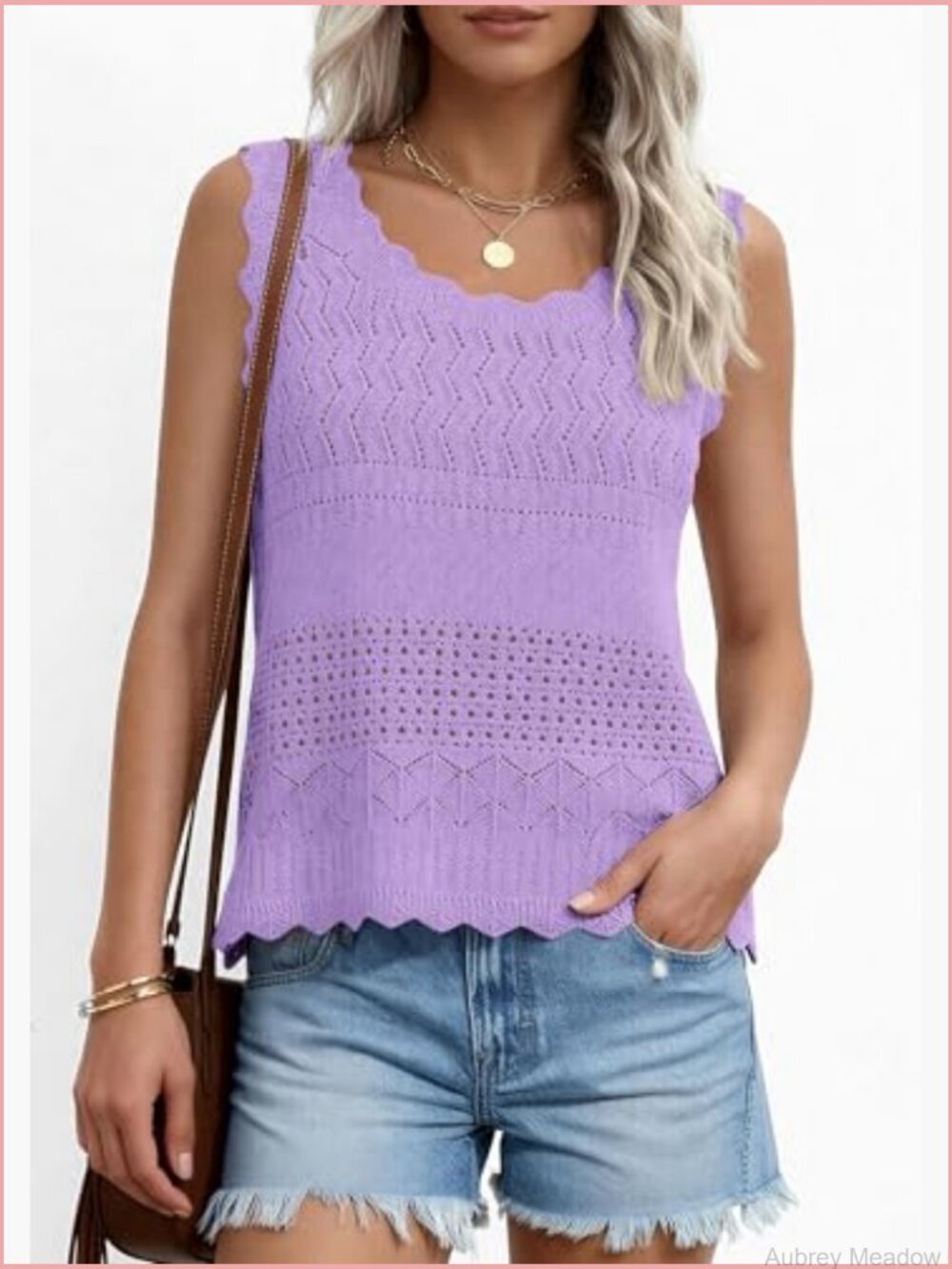 Crochet Tank Top Sleeveless Sweater Vest Boho Beach Vacation - Picture 5 of 7